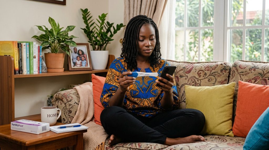 Woman tracking signs of ovulation and her fertile window